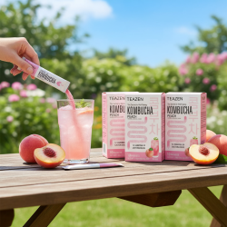 Pack 3× TEAZEN Kombucha Pêche – 30 sticks probiotiques