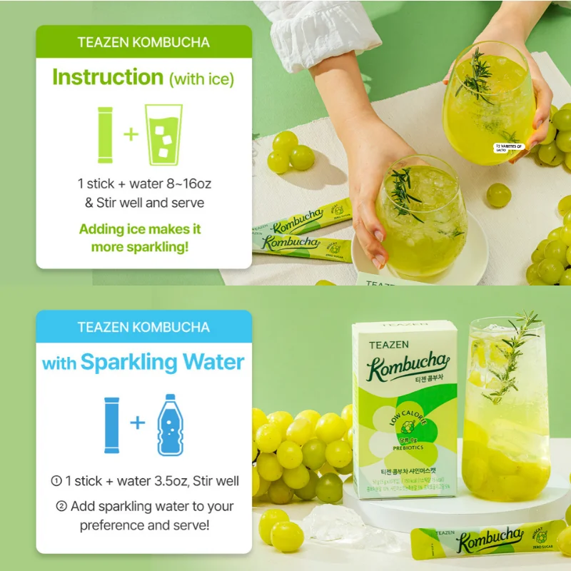 TEAZEN Shine Muscat Kombucha – Probiotische Gefermenteerde Thee