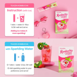 TEAZEN Kombucha Fraise Kiwi – Thé Fermenté Probiotique