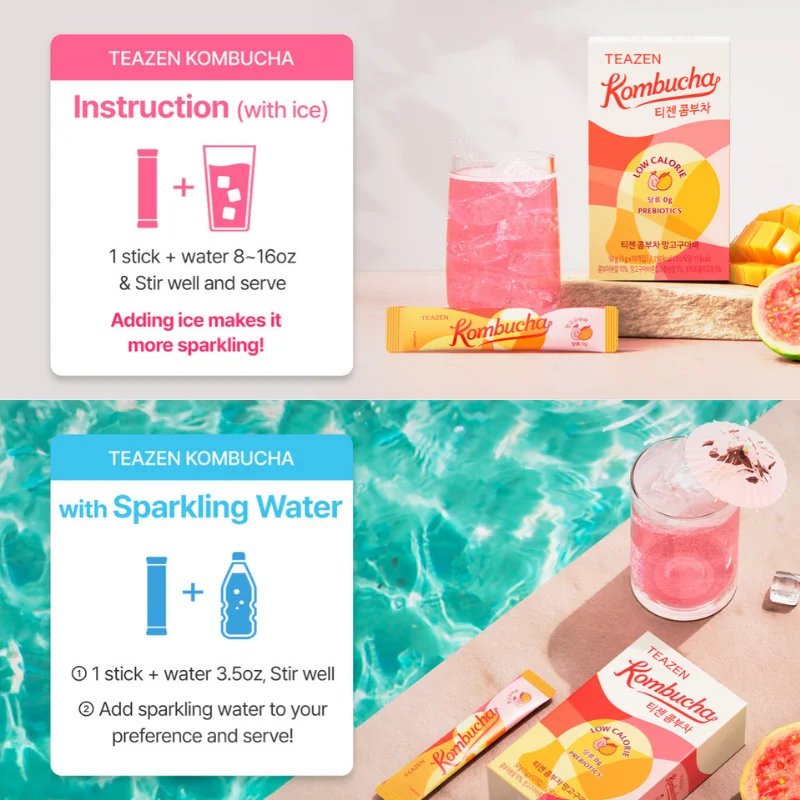 TEAZEN Kombucha Mangue Goyave – Thé Fermenté Probiotique