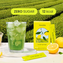 TEAZEN V Fit Matcha Citron – Boisson instantanée au thé vert – 10 sachets – Sans sucre, Vegan, Faible en calories – Mélange Japo