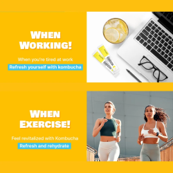 تيزن كومبوتشا ليمون – مشروب شاي بروبيوتيك فوري – 10 أكياس – خالي من السكر، نباتي، منخفض السعرات – شاي مخمر كوري مع البروبيوتيك