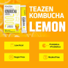 TEAZEN Kombucha Limón – Bebida instantánea probiótica de té – 10 sobres – Sin azúcar, vegano, bajo en calorías – Té fermentado c