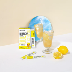 TEAZEN Zitronen Kombucha – Instant Probiotischer Tee – 10 Beutel – Zuckerfrei, Vegan, Kalorienarm – Koreanischer Fermentierter T