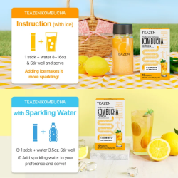 TEAZEN Kombucha Limón Yuzu – Té Instantáneo con Probióticos