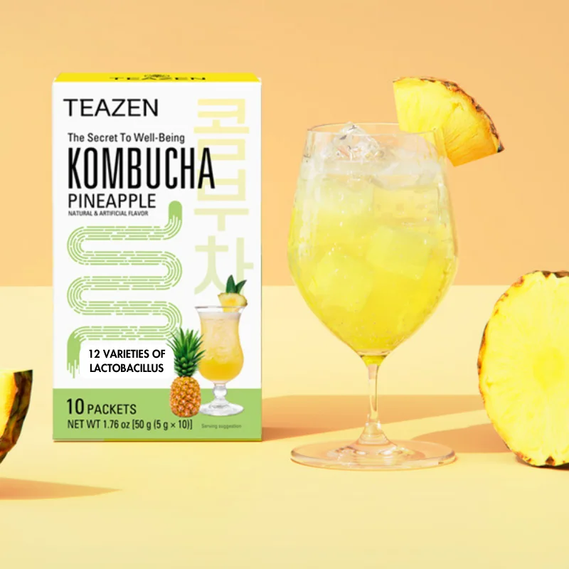TEAZEN Kombucha Piña – Té Instantáneo con Probióticos
